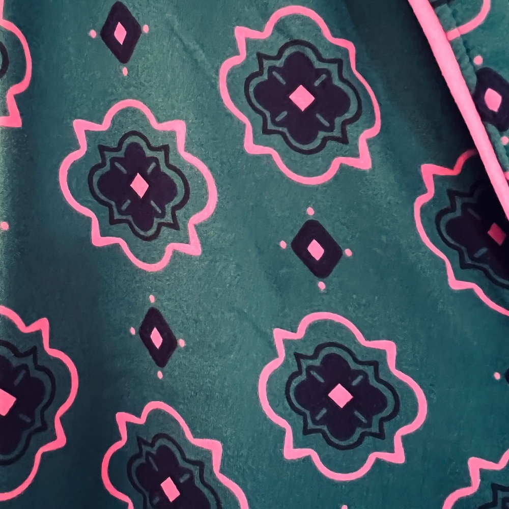 Room Service Coat Style Pajama Set Emerald Green Pink Cozy Holidays Wicked XS - Picture 6 of 14